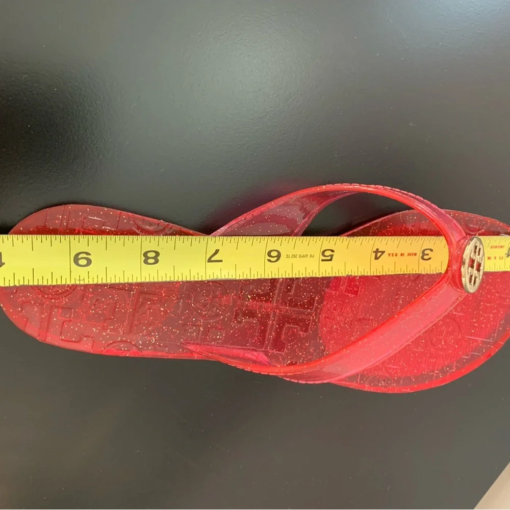 Tory Burch Red Glitter Jelly Logo Thong Sandals